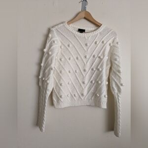 Lumiere White Pom Pom Sweater - Size M